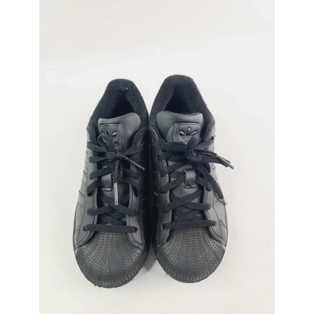 Adidas, Leather Casual Superstar‎ Sneakers, Boys, Size 2, Black Color